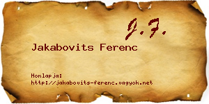 Jakabovits Ferenc névjegykártya